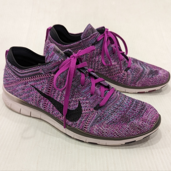 NIKE Free 5.0 Flyknit purple knit running shoes - Picture 9 of 13